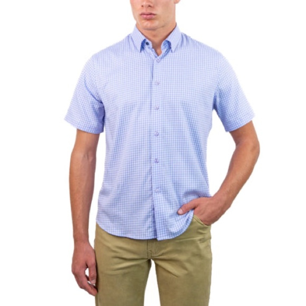 Duchamp Men’s Cotton Stylish Light Purple Checkered Shirt
